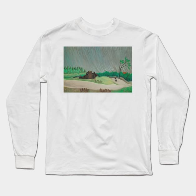 Un Matin De Pluie by Henri Rousseau Long Sleeve T-Shirt by Classic Art Stall